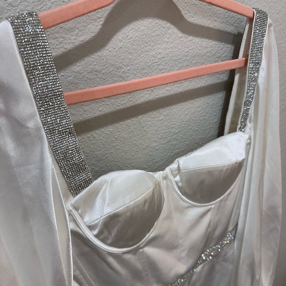 Bronx and Banco NWOT Lana Bridal White Rhinestone Corset Wrap Dress Sz M 4-6 - Picture 15 of 17